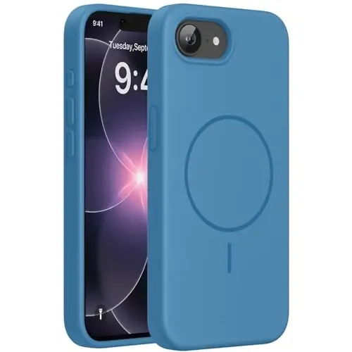 Miracase Magnetic for iPhone 17e Case & iPhone 16e Case, [Soft Anti-Scratch Microfiber Lining], Compatible with MagSafe, Silicone Shockproof Protection Phone Case for iPhone 17e/16e, Capri Blue - 1