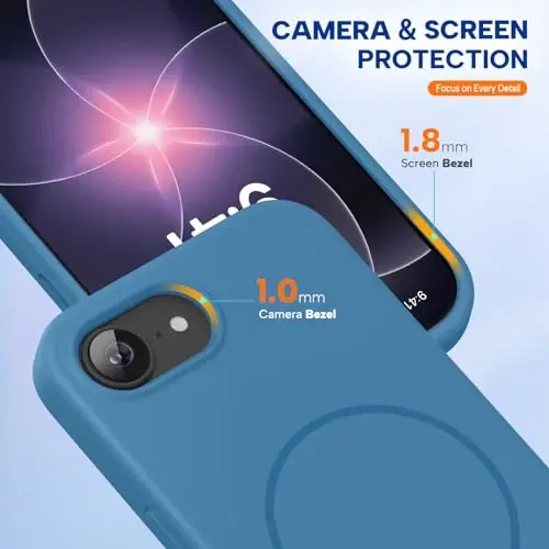 Miracase Magnetic for iPhone 17e Case & iPhone 16e Case, [Soft Anti-Scratch Microfiber Lining], Compatible with MagSafe, Silicone Shockproof Protection Phone Case for iPhone 17e/16e, Capri Blue uchun Miracase magnitli g'ilof, [yumshoq tirnalishga qarshi mikrotola astar], MagSafe bilan mos, iPhone 17e/16e uchun silikon zarbaga chidamli himoya g'ilofi, Kapri moviy rangi - 5