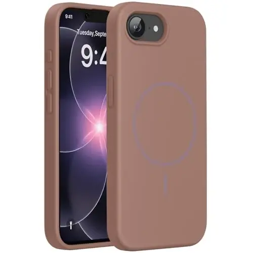 Miracase Magnetic for iPhone 17e Case & iPhone 16e Case, [Soft Anti-Scratch Microfiber Lining], Compatible with MagSafe, Silicone Shockproof Protection Phone Case for iPhone 17e/16e, Chocolate - 1