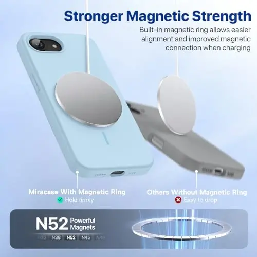 Miracase Magnetic for iPhone 17e Case & iPhone 16e Case, [Soft Anti-Scratch Microfiber Lining], Compatible with MagSafe, Silicone Shockproof Protection Phone Case for iPhone 17e/16e, Clove Purple - 5