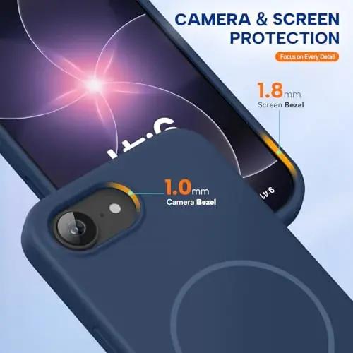 Miracase Magnetic for iPhone 17e Case & iPhone 16e Case, [Soft Anti-Scratch Microfiber Lining], Compatible with MagSafe, Silicone Shockproof Protection Phone Case for iPhone 17e/16e, Dark BlueiPhone 17e va iPhone 16e uchun Miracase magnitli g‘ilofi, [yumshoq tirnalishga qarshi mikrofiber astar], MagSafe bilan mos, iPhone 17e/16e uchun silikon zarbaga chidamli himoya g‘ilofi, to‘q ko‘k rangda - 4
