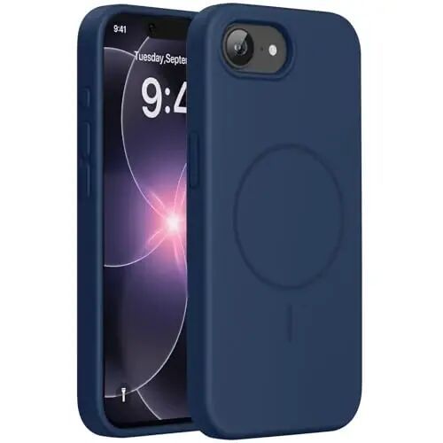 Miracase Magnetic for iPhone 17e Case & iPhone 16e Case, [Soft Anti-Scratch Microfiber Lining], Compatible with MagSafe, Silicone Shockproof Protection Phone Case for iPhone 17e/16e, Dark Blue - 1