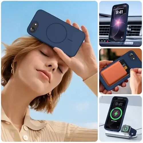 Miracase Magnetic for iPhone 17e Case & iPhone 16e Case, [Soft Anti-Scratch Microfiber Lining], Compatible with MagSafe, Silicone Shockproof Protection Phone Case for iPhone 17e/16e, Dark Blue - 6
