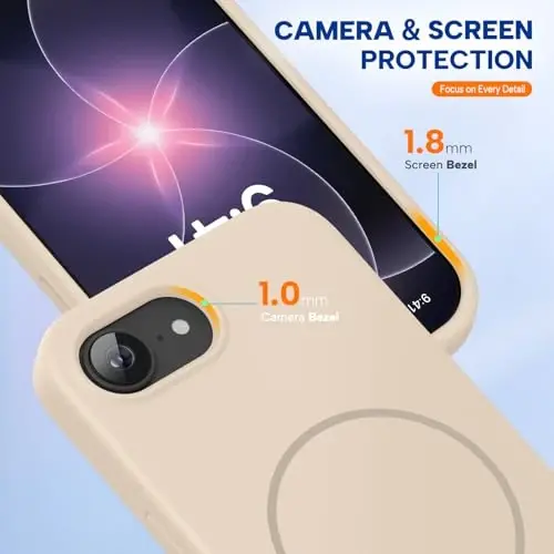 Miracase Magnetic for iPhone 17e Case & iPhone 16e Case, [Soft Anti-Scratch Microfiber Lining], Compatible with MagSafe, Silicone Shockproof Protection Phone Case for iPhone 17e/16e, Sand - 4