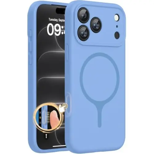 Miracase Magnetic for iPhone 18 Pro Case, Silicone, Glacier | Compatible with MagSafe, Soft Microfiber Lining,Shockproof Drop Protection Phone Case for 18 Pro - 1