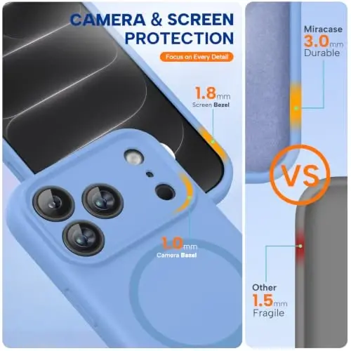 Miracase Magnetic for iPhone 18 Pro Case, Silicone, Glacier | Compatible with MagSafe, Soft Microfiber Lining,Shockproof Drop Protection Phone Case for 18 Pro - 3