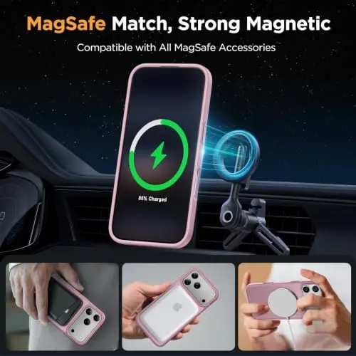 Miracase Magnetic for iPhone 18 Pro Case, Translucent Matte, Blackcurrant | Compatible with MagSafe, Military-Grade Protection, Anti-Fingerprint, Rugged Shockproof Protective, Slim Thin Phone Case - 3