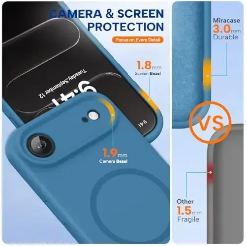 Miracase Magnetic for iPhone Air Case, Compatible with MagSafe, Integrated Silicone Camera Control Cover, 3.0mm Thicken Shockproof Drop Protection Phone Case for 17 Air,Capri Blue - 2