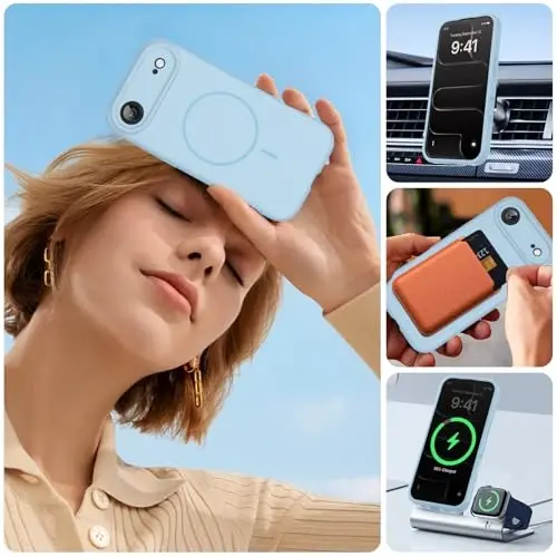 Miracase Magnetic for iPhone Air Case, Compatible with MagSafe, Integrated Silicone Camera Control Cover, 3.0mm Thicken Shockproof Drop Protection Phone Case for 17 Air,Clove Purple - 5