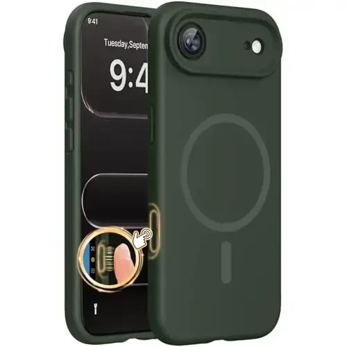 Miracase Magnetic for iPhone Air Case, Compatible with MagSafe, Integrated Silicone Camera Control Cover, 3.0mm Thicken Shockproof Drop Protection Phone Case for 17 Air,Dark Green - 1