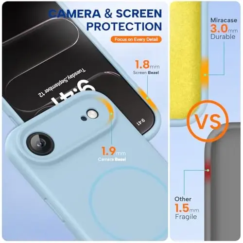 Miracase Magnetic for iPhone Air Case, MagSafe bilan mos, Oʻrnatilgan silikon kamera boshqaruv qopqogʻi, 3,0 mm qalinlikdagi zarbga chidamli telefon qutisi 17 Air, Clove Purple uchun - MIRACASE (1)