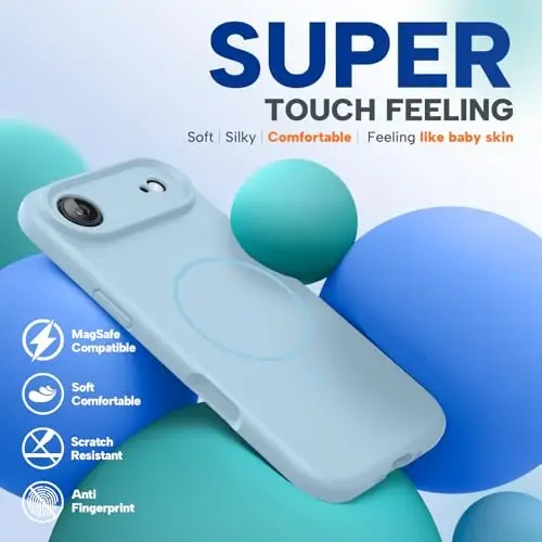 Miracase Magnetic for iPhone Air Case, MagSafe bilan mos, Oʻrnatilgan silikon kamera boshqaruv qopqogʻi, 3,0 mm qalinlikdagi zarbga chidamli telefon qutisi 17 Air, Clove Purple uchun - 6