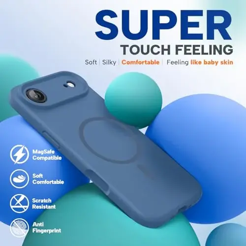 Miracase Magnetic for iPhone Air Case, MagSafe bilan mos, Oʻrnatilgan silikon kamera boshqaruv qopqogʻi, 3,0 mm qalinlikdagi zarbga chidamli tushishdan himoya qiluvchi telefon qutisi 17 Air, Glass Blue uchun - 6