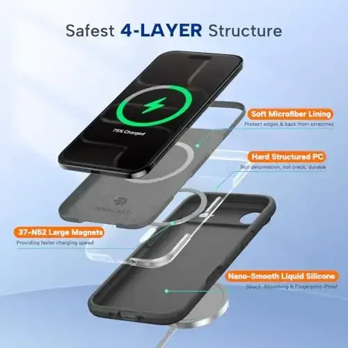 Miracase Magnetic for iPhone Air Case, MagSafe bilan mos, O'rnatilgan silikon kamera boshqaruv qopqog'i, 3,0 mm qalinlikdagi zarbga chidamli tushishdan himoya qiluvchi telefon qutisi 17 Air, Qora uchun - 4