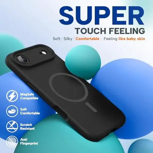 Miracase Magnetic for iPhone Air Case, MagSafe bilan mos, O'rnatilgan silikon kamera boshqaruv qopqog'i, 3,0 mm qalinlikdagi zarbga chidamli tushishdan himoya qiluvchi telefon qutisi 17 Air, Qora uchun - 6