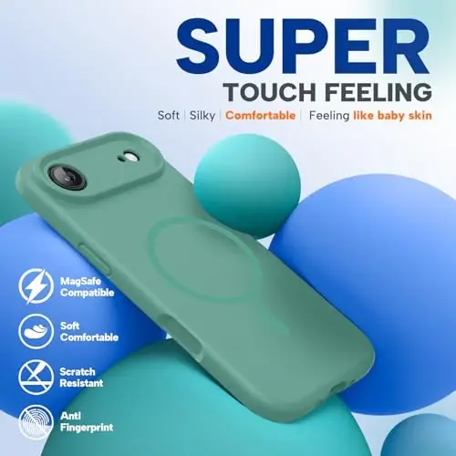 Miracase Magnetic for iPhone Air Case, MagSafe bilan mos, Oʻrnatilgan silikon kamera boshqaruv qopqogʻi, 3,0 mm qalinlikdagi zarbga chidamli tushishdan himoya qiluvchi telefon qutisi 17 Air uchun, Midnight Green - 6