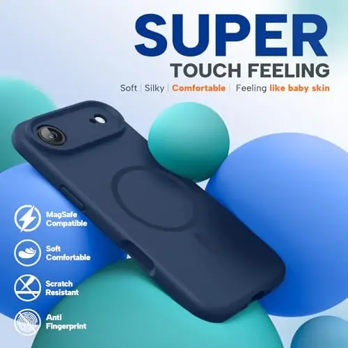 Miracase Magnetic for iPhone Air Case, MagSafe bilan mos, Oʻrnatilgan silikon kamera boshqaruv qopqogʻi, 3,0 mm qalinlikdagi zarbga chidamli tushishdan himoya qiluvchi telefon qutisi 17 Air uchun, Toʻq koʻk - 6