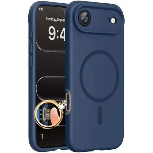 Miracase Magnetic for iPhone Air Case, MagSafe bilan mos, Oʻrnatilgan silikon kamera boshqaruv qopqogʻi, 3,0 mm qalinlikdagi zarbga chidamli tushishdan himoya qiluvchi telefon qutisi 17 Air uchun, Toʻq koʻk 