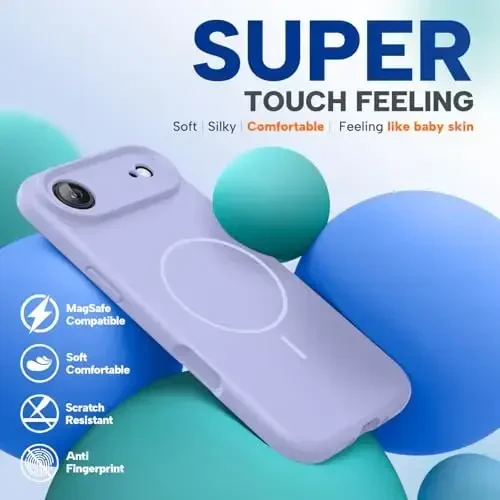 Miracase Magnetic for iPhone Air Case, MagSafe bilan mos, O'rnatilgan silikon kamera boshqaruv qopqog'i, 3.0mm qalinlikdagi zarbga chidamli tushishdan himoya telefon qutisi 17 Air,och binafsha uchun - 6