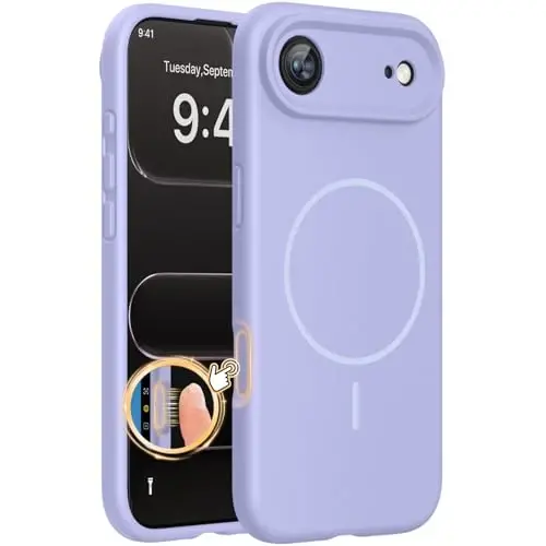 Miracase Magnetic for iPhone Air Case, MagSafe bilan mos, O'rnatilgan silikon kamera boshqaruv qopqog'i, 3.0mm qalinlikdagi zarbga chidamli tushishdan himoya telefon qutisi 17 Air,och binafsha uchun 