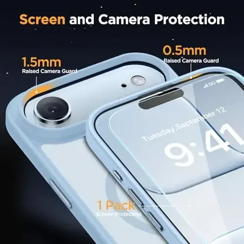 Miracase Magnetic for iPhone Air Case with Screen Protector(Compatible with MagSafe), Slim Thin Translucent Matte Military-Grade Protected Phone Cover for iPhone 17 Air 6.5