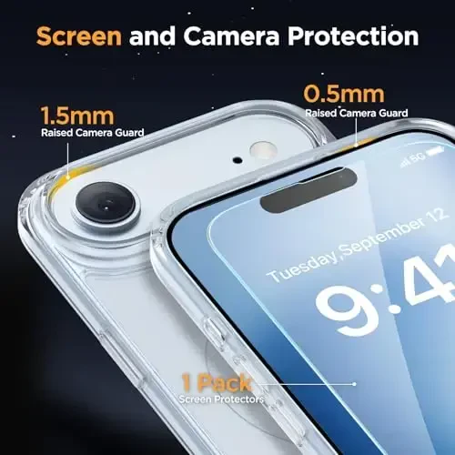 Miracase Magnetic for iPhone Air Case with Screen Protector(MagSafe bilan mos), iPhone 17 Air 6.5