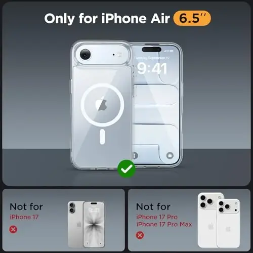 Miracase Magnetic for iPhone Air Case with Screen Protector(MagSafe bilan mos), iPhone 17 Air 6.5