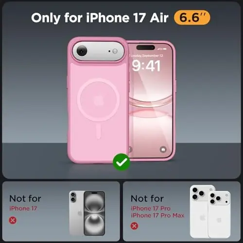 Miracase Magnetic for iPhone Air Case with Screen Protector(MagSafe bilan mos), iPhone 17 Air 6.5