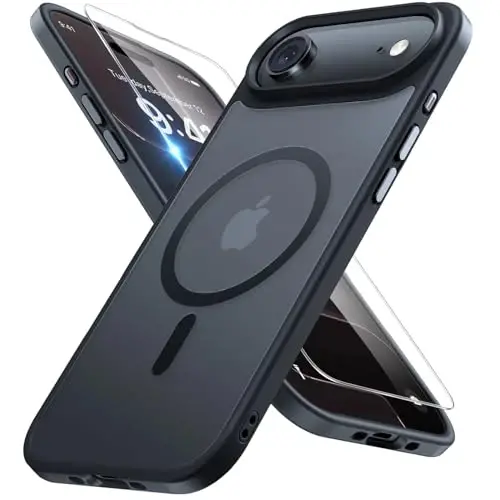 Miracase Magnetic for iPhone Air Case with Screen Protector(MagSafe bilan mos), Yassi Yupqa Yarim Shaffof Mat Harbiy Darajadagi Himoyalangan Telefon Qopqog'i iPhone 17 Air 6.5