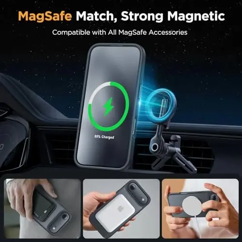 Miracase Magnetic for iPhone Air Case with Screen Protector(MagSafe bilan mos), Yassi Yupqa Yarim Shaffof Mat Harbiy Darajadagi Himoyalangan Telefon Qopqog'i iPhone 17 Air 6.5
