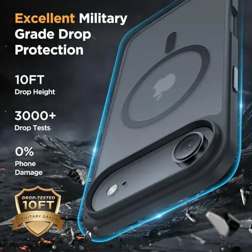 Miracase Magnetic for iPhone Air Case with Screen Protector(MagSafe bilan mos), Yassi Yupqa Yarim Shaffof Mat Harbiy Darajadagi Himoyalangan Telefon Qopqog'i iPhone 17 Air 6.5