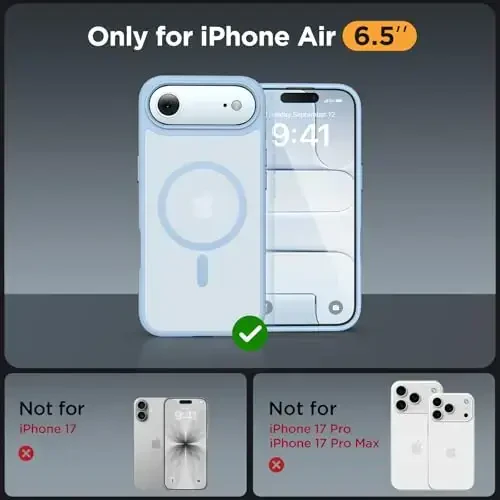 Miracase Magnetic for iPhone Air Case with Screen Protector(MagSafe bilan mos), Yaxshi Yupqa Yarim Shaffof Mat Harbiy Standartdagi Himoyalangan Telefon Qopqog'i iPhone 17 Air 6.5