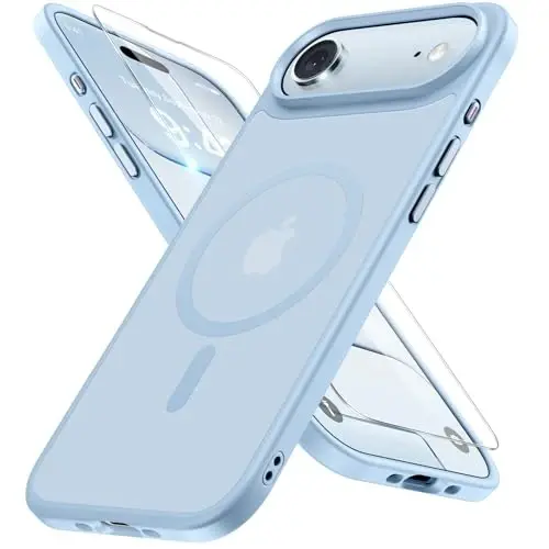 Miracase Magnetic for iPhone Air Case with Screen Protector(MagSafe bilan mos), Yaxshi Yupqa Yarim Shaffof Mat Harbiy Standartdagi Himoyalangan Telefon Qopqog'i iPhone 17 Air 6.5