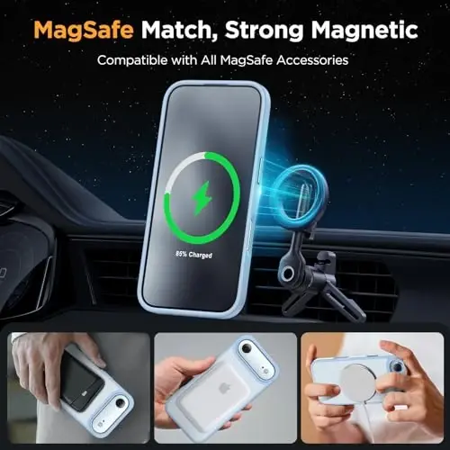 Miracase Magnetic for iPhone Air Case with Screen Protector(MagSafe bilan mos), Yaxshi Yupqa Yarim Shaffof Mat Harbiy Standartdagi Himoyalangan Telefon Qopqog'i iPhone 17 Air 6.5