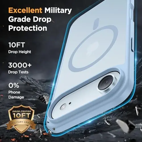 Miracase Magnetic for iPhone Air Case with Screen Protector(MagSafe bilan mos), Yaxshi Yupqa Yarim Shaffof Mat Harbiy Standartdagi Himoyalangan Telefon Qopqog'i iPhone 17 Air 6.5