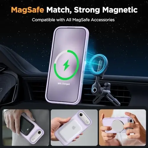 Miracase Magnetic for iPhone Air Case with Screen Protector(MagSafe bilan mos), Yupqa Yarim Shaffof Mat Harbiy Darajadagi Himoyalangan Telefon Qopqog'i iPhone 17 Air 6.5