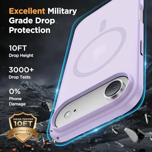 Miracase Magnetic for iPhone Air Case with Screen Protector(MagSafe bilan mos), Yupqa Yarim Shaffof Mat Harbiy Darajadagi Himoyalangan Telefon Qopqog'i iPhone 17 Air 6.5