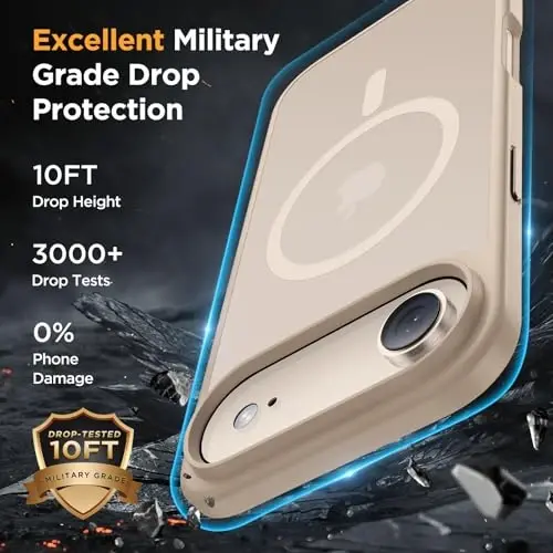 Miracase Magnetic for iPhone Air Case with Screen Protector(MagSafe bilan mos), Yupqa Yarim Shaffof Mat Harbiy Standartdagi Himoyalangan Telefon Qopqog'i iPhone 17 Air 6.5