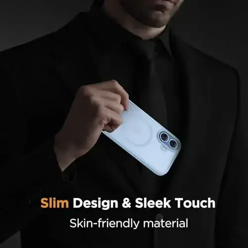 Miracase Magnetic for Phone 17 Case (Compatible with MagSafe) with Screen Protector Military-Grade Protection, Anti-Fingerprint Translucent Matte Phone Cover for Phone 17 6.3 inch, Light Blue - 6