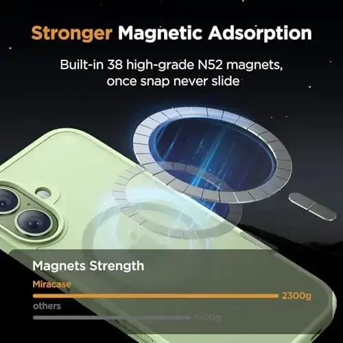 Miracase Magnetic for Phone 17 Case (Compatible with MagSafe) with Screen Protector Military-Grade Protection, Anti-Fingerprint Translucent Matte Phone Cover for Phone 17 6.3 inch, Matcha Green - 6