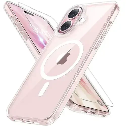 Miracase Magnetic for Phone 17 Case (MagSafe bilan mos) ekran himoyachisi bilan harbiy darajadagi himoya, barmoq izlariga qarshi yarim shaffof matli telefon qopqog'i Phone 17 6.3 dyuym uchun, tiniq - 1