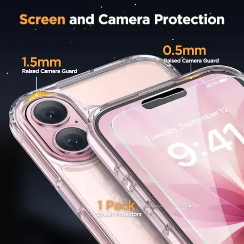 Miracase Magnetic for Phone 17 Case (MagSafe bilan mos) ekran himoyachisi bilan harbiy darajadagi himoya, barmoq izlariga qarshi yarim shaffof matli telefon qopqog'i Phone 17 6.3 dyuym uchun, tiniq - 5