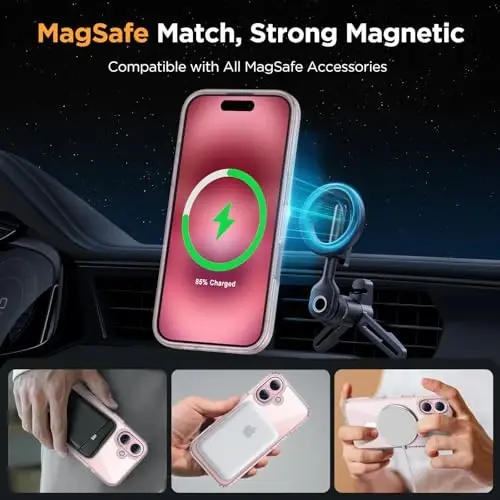 Miracase Magnetic for Phone 17 Case (MagSafe bilan mos) ekran himoyachisi bilan harbiy darajadagi himoya, barmoq izlariga qarshi yarim shaffof matli telefon qopqog'i Phone 17 6.3 dyuym uchun, tiniq - 3