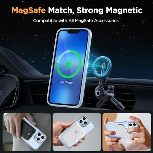 Miracase Magnetic iPhone 13 Pro Case 6.1 dyuym (MagSafe bilan mos keladi) (2X ekran himoyachisi bilan) Harbiy darajadagi himoya, barmoq izlariga qarshi yarim shaffof mat telefon qopqog'i, och ko'k - 3