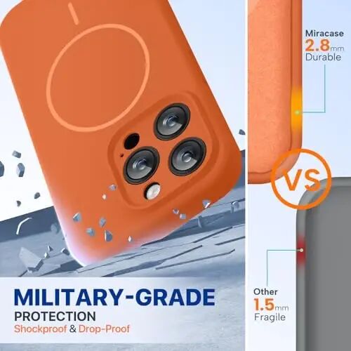 Miracase Magnetic for iPhone 15 Pro Max Case, [Soft Anti-Scratch Microfiber Lining], Compatible with MagSafe, Liquid Silicone Case Shockproof Drop Protection Phone Case for 15 ProMax, Orange - 3