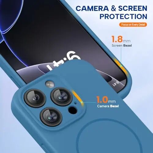 Miracase Magnetic for iPhone 16 Pro Max Case, [Soft Anti-Scratch Microfiber Lining], Compatible with MagSafe, Liquid Silicone Case Shockproof Drop Protection Phone Case for 16 ProMax,Capri Blue - 1