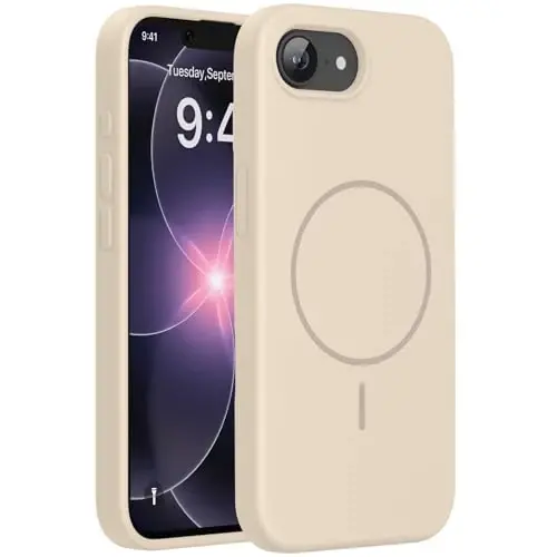 miracase Magnetic for iPhone 17e Case & iPhone 16e Case, [Soft Anti-Scratch Microfiber Lining], Compatible with MagSafe, Silicone Shockproof Protection Phone Case for iPhone 17e/16e, Sand 