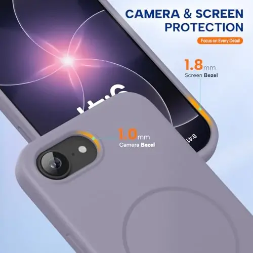 Miracase Magnetic, iPhone 17e ve iPhone 16e Kılıfı, [Yumuşak Çizilmez Mikrofiber Astar], MagSafe ile Uyumlu, iPhone 17e/16e için Silikon Darbeye Dayanıklı Koruma Telefon Kılıfı, Lavanta Grisi - 5