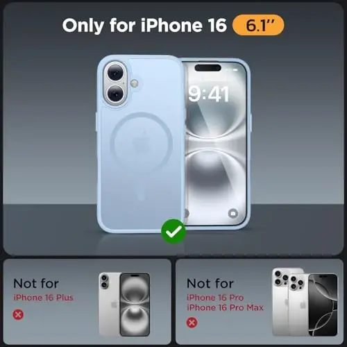 Miracase Magnetic Series for iPhone 16 Case [Compatible with MagSafe] Military-Grade Protection, Anti-Fingerprint, Slim Phone Case for iPhone 16 6.1 inch - Light Blue - 2