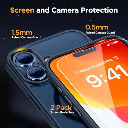 Miracase Magnetic Series for iPhone 16 Case [Compatible with MagSafe] [with 2X Screen Protectors] Military-Grade Protection, Anti-Fingerprint, Slim Phone Case for iPhone 16 6.1 inch - Black - 6